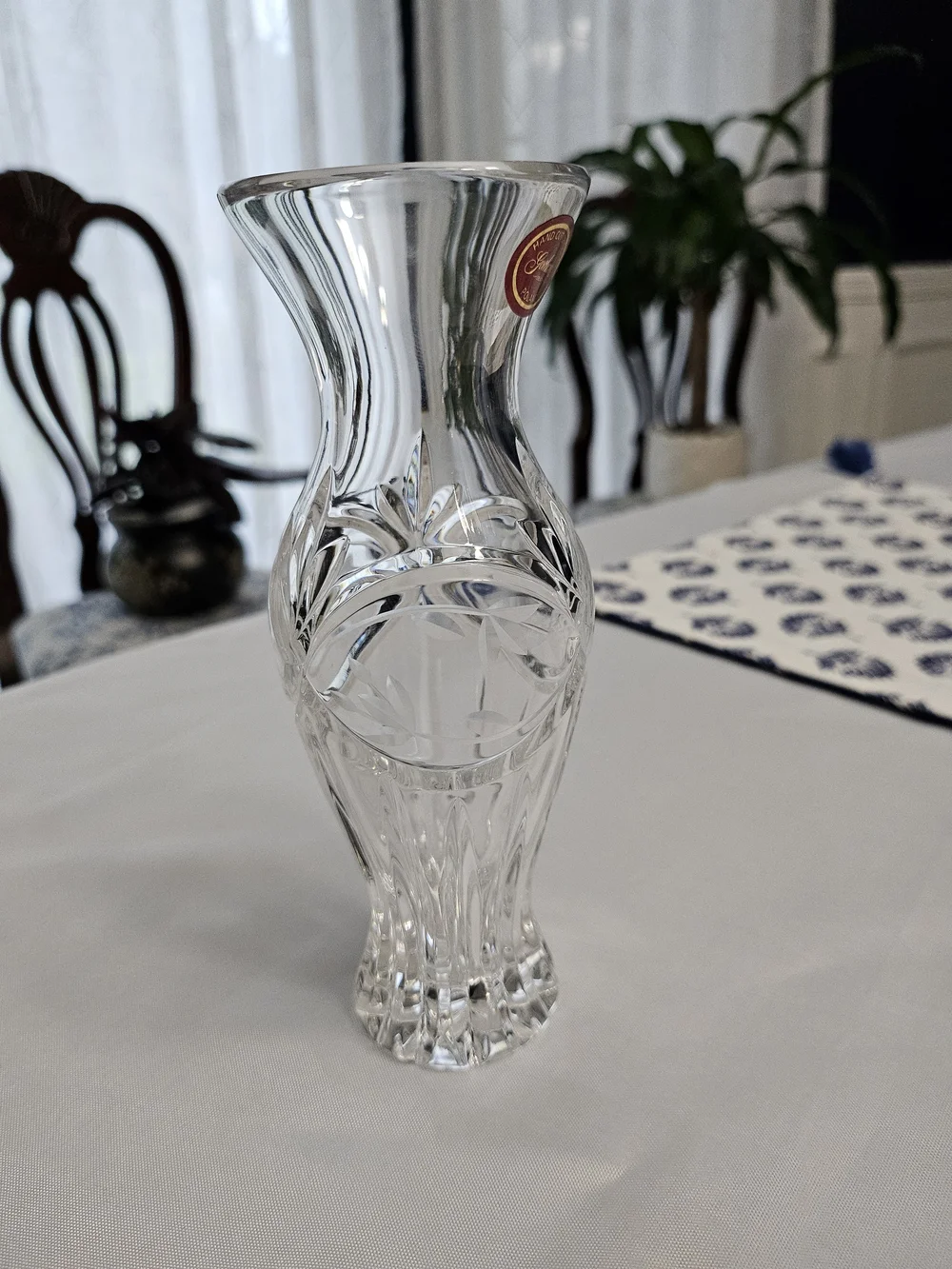 Vintage Gorham Crystal Bud Vase Victoria's Garden Hand Cut Poland 6.75
